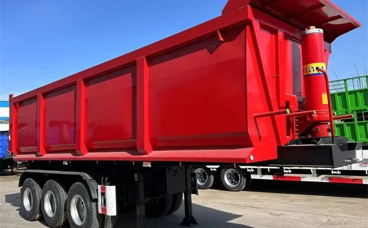 
								3 Axles 60 Tons End Dump Trailer Tipper Semi Truck Trailer full									